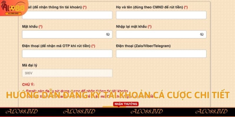 Hướng dẫn đăng ký tài khoản cá cược chi tiết